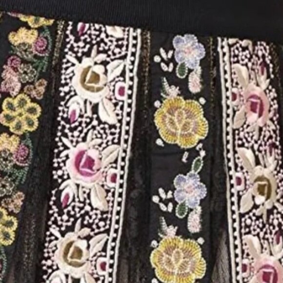NWOT Alice + Olivia Birdie Embroidered Black/Multi Midi Skirt M $696 - Picture 4 of 16